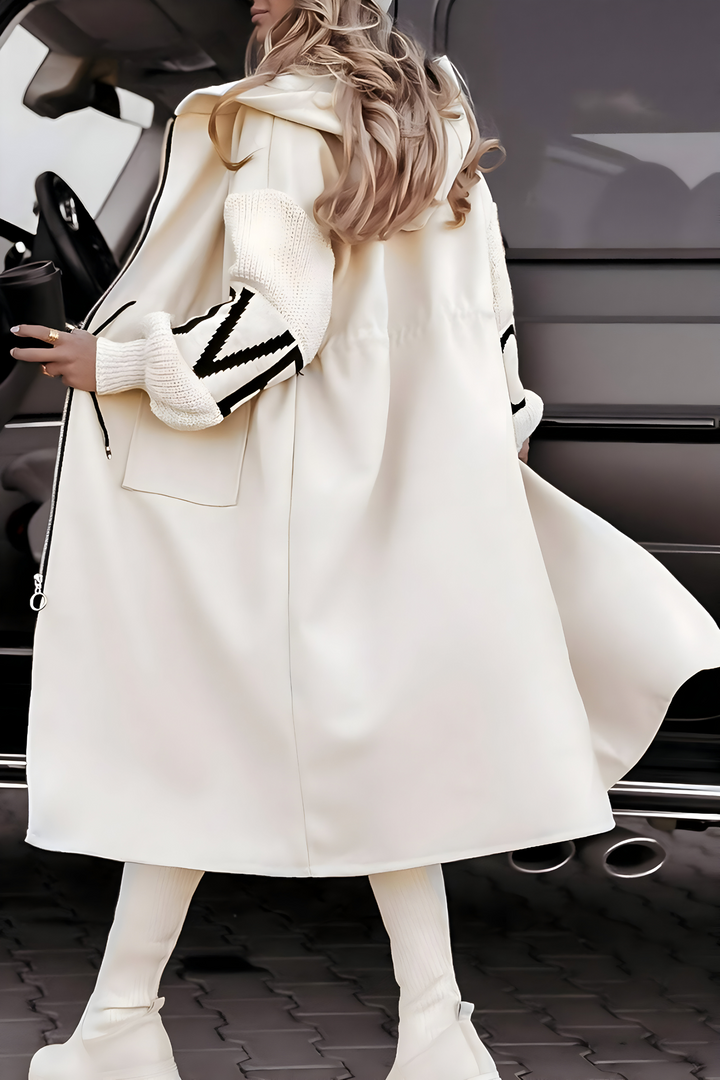 Rosana - Women's Jacket with Knitted Sleeves and Hood