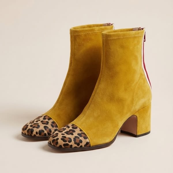 Lena | Colorblock Zip-Heel Ankle Boots