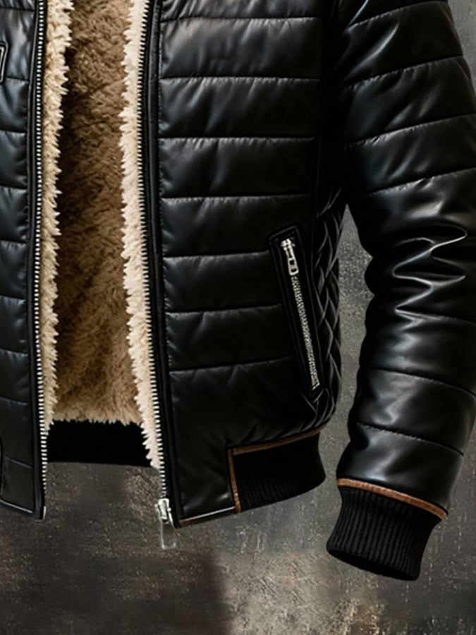 Maison Clement Paris™ | Black Quilted Jacket with Sherpa Lining